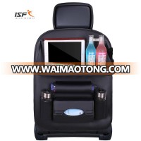 PU Leather Car Back Seat Organizer with Ipad and Tissue Holder Car Trash Can and Organizer