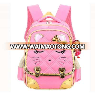 Cat Face Waterproof Girls Backpack animal Kids School Bookbag custom for Primary Students